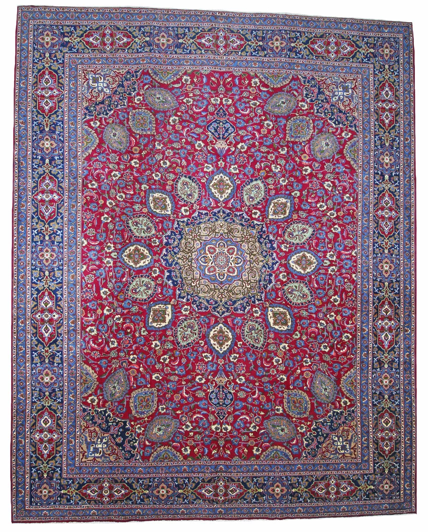 Kashmar Orientteppich 386 x 309 cm, Zirkhaki-Muster, handgeknüpft