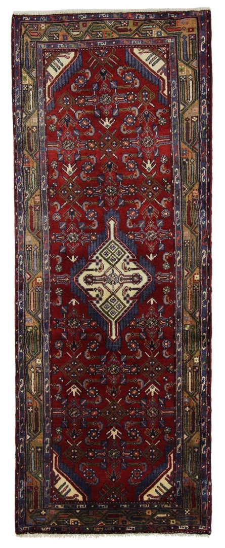 Hamadan Teppich 199 x 76 cm, Wollqualität, 100.000 Knoten, handgeknüpft
