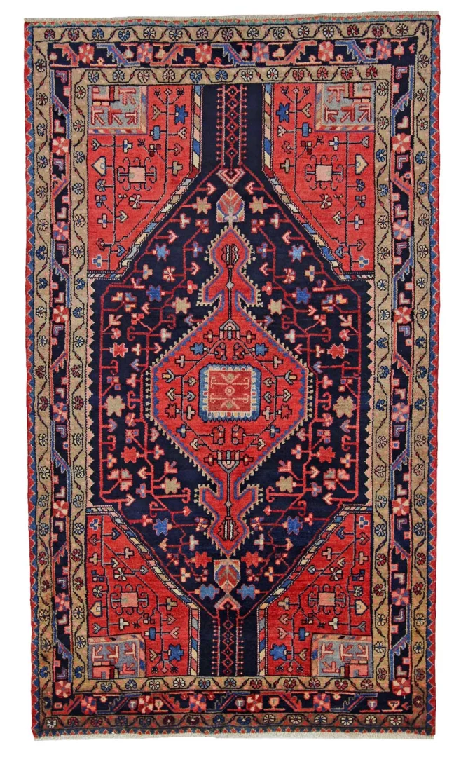 Hamadan Teppich 232 x 134 cm, 100.000-350.000 Knoten, handgeknüpft