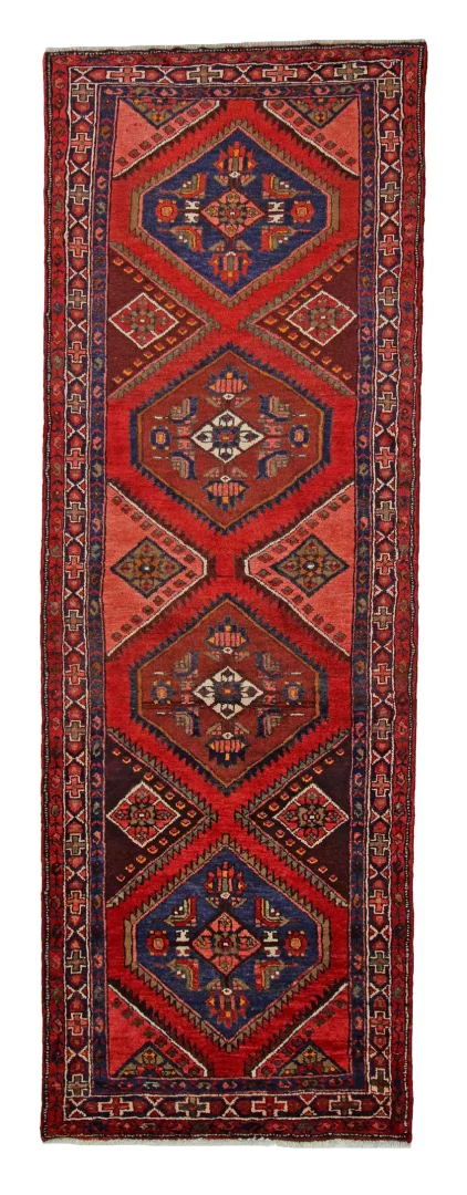 Hamadan Teppich 297 x 101 cm, 100.000 Knoten, handgeknüpft, Perserteppich