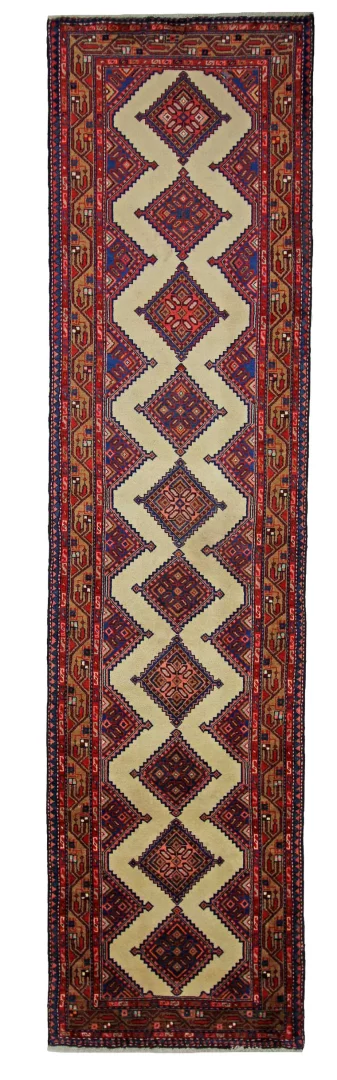 Hamadan Teppich 302 x 77 cm, 100.000 Knoten, handgeknüpft, Perserteppich