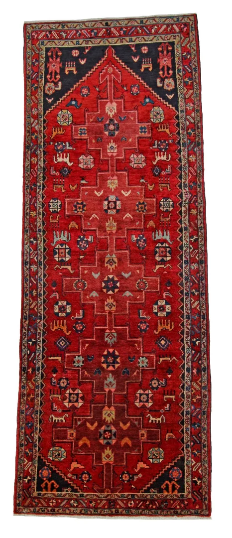 Hamadan Teppich 304 x 113 cm, 100.000 Knoten, handgeknüpft