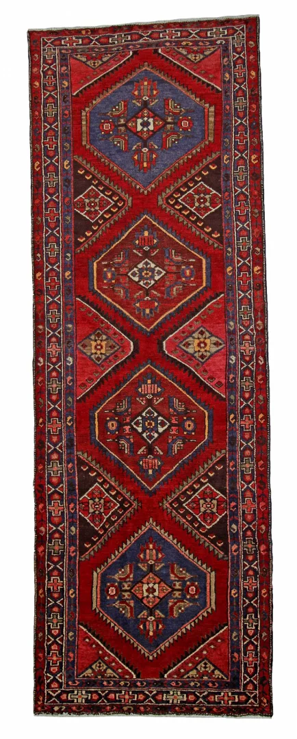 Hamadan Orientteppich 307 x 104 cm, 100.000 Knoten, handgeknüpft