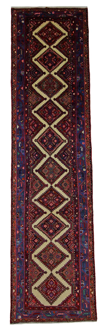 Hamadan Teppich 318 x 81 cm, 100.000 Knoten, handgeknüpft