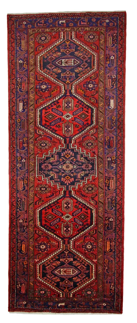Hamadan Teppich 319 x 124 cm, 100.000 Knoten, handgeknüpft