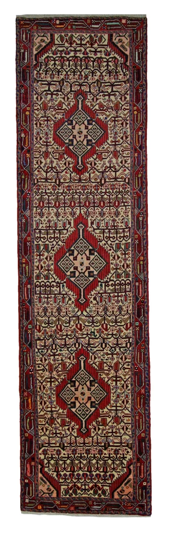 Hamadan Teppich 320 x 84 cm, 100.000 Knoten, handgeknüpft, Perserteppich