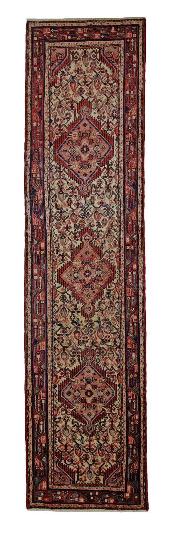 Hamadan Orientteppich 322 x 79 cm, 100.000 Knoten, handgeknüpft