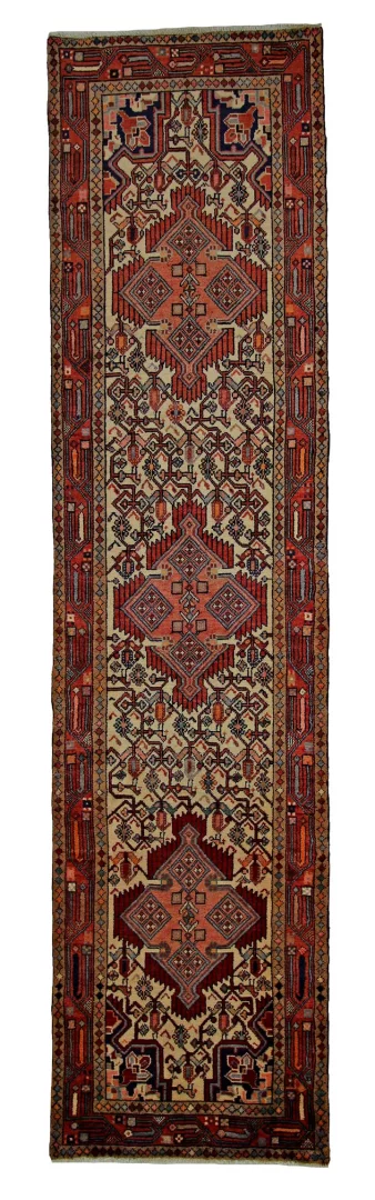 Orientteppich Hamadan 325 x 80 cm, 100.000 Knoten, handgeknüpft