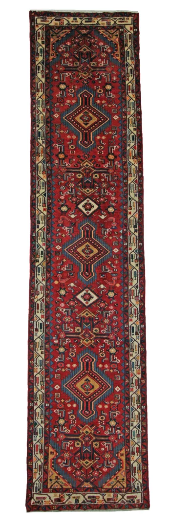 Hamadan Orientteppich 338 x 78 cm, 100.000 Knoten, handgeknüpft