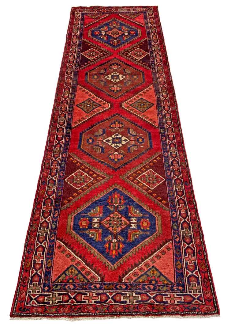 Hamadan Teppich 297 x 101 cm, 100.000 Knoten, handgeknüpft, Perserteppich