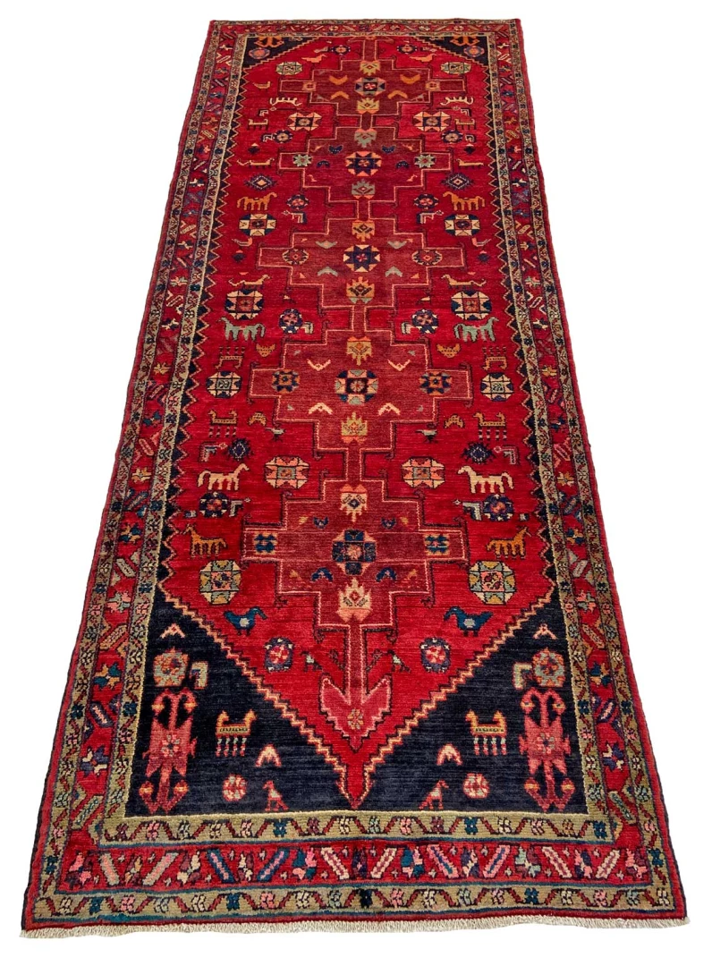 Hamadan Teppich 304 x 113 cm, 100.000 Knoten, handgeknüpft
