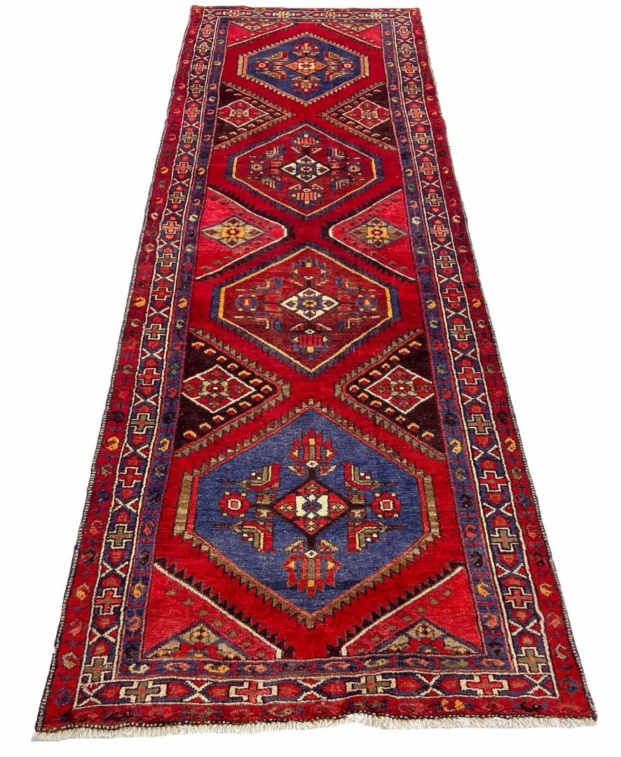 Hamadan Orientteppich 307 x 104 cm, 100.000 Knoten, handgeknüpft