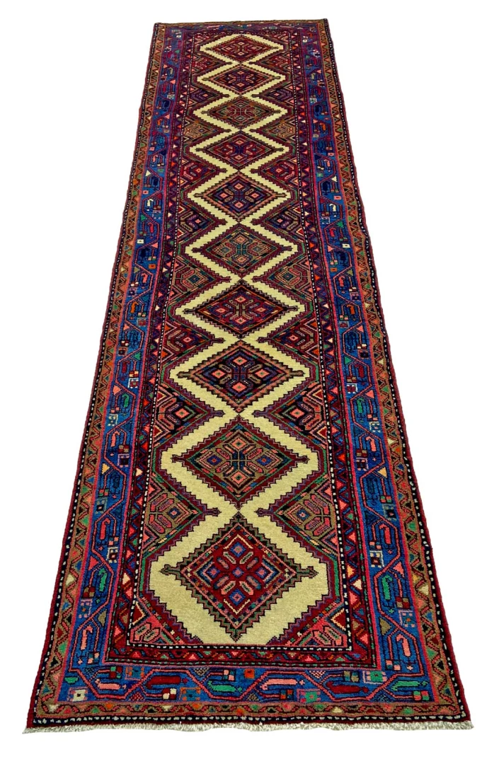 Hamadan Teppich 318 x 81 cm, 100.000 Knoten, handgeknüpft