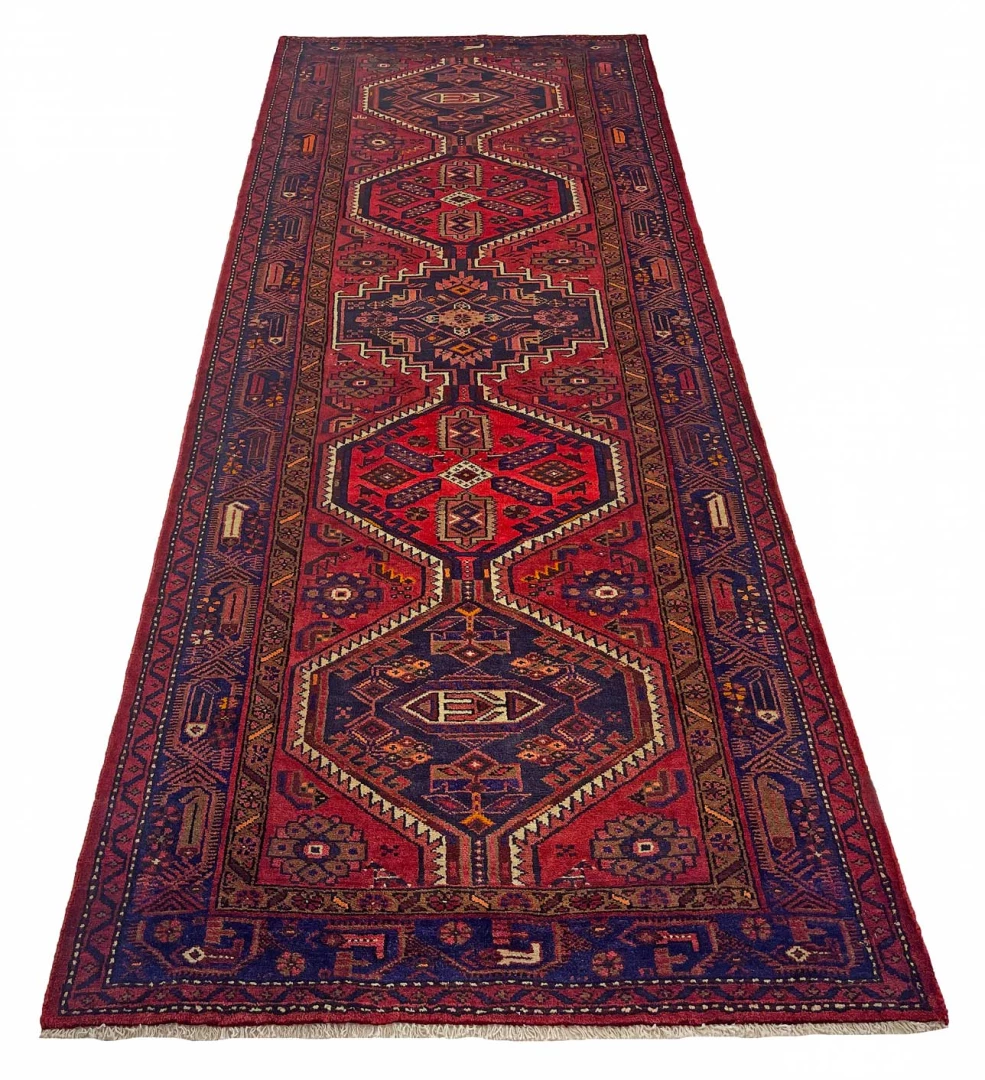 Hamadan Teppich 319 x 124 cm, 100.000 Knoten, handgeknüpft