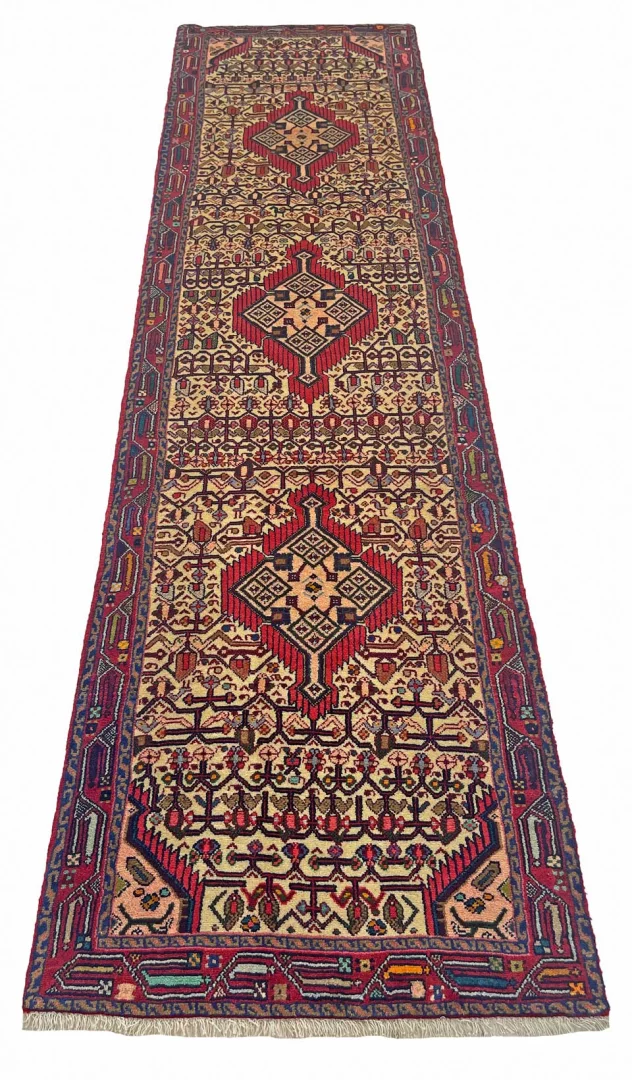 Hamadan Teppich 320 x 84 cm, 100.000 Knoten, handgeknüpft, Perserteppich