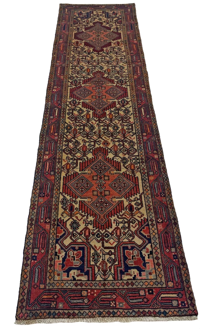 Orientteppich Hamadan 325 x 80 cm, 100.000 Knoten, handgeknüpft