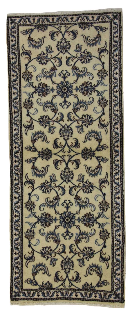 Nain Teppich 197 x 77 cm, florales Medaillon, handgeknüpft