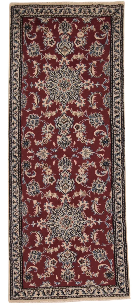 Nain Teppich 197 x 79 cm, 9-Lah, florales Muster, handgeknüpft