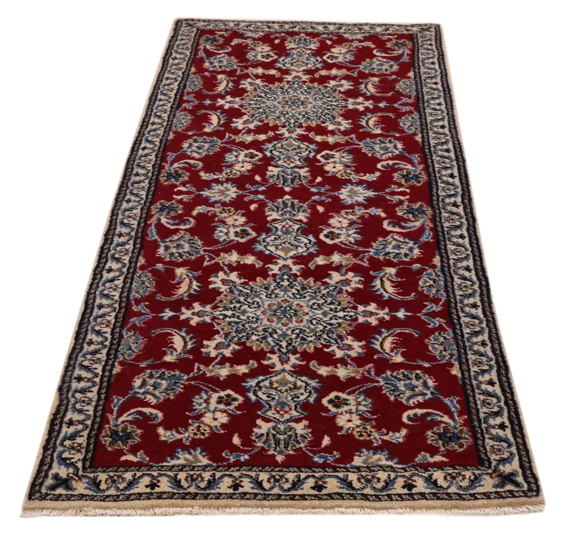Nain Teppich 197 x 79 cm, 9-Lah, florales Muster, handgeknüpft