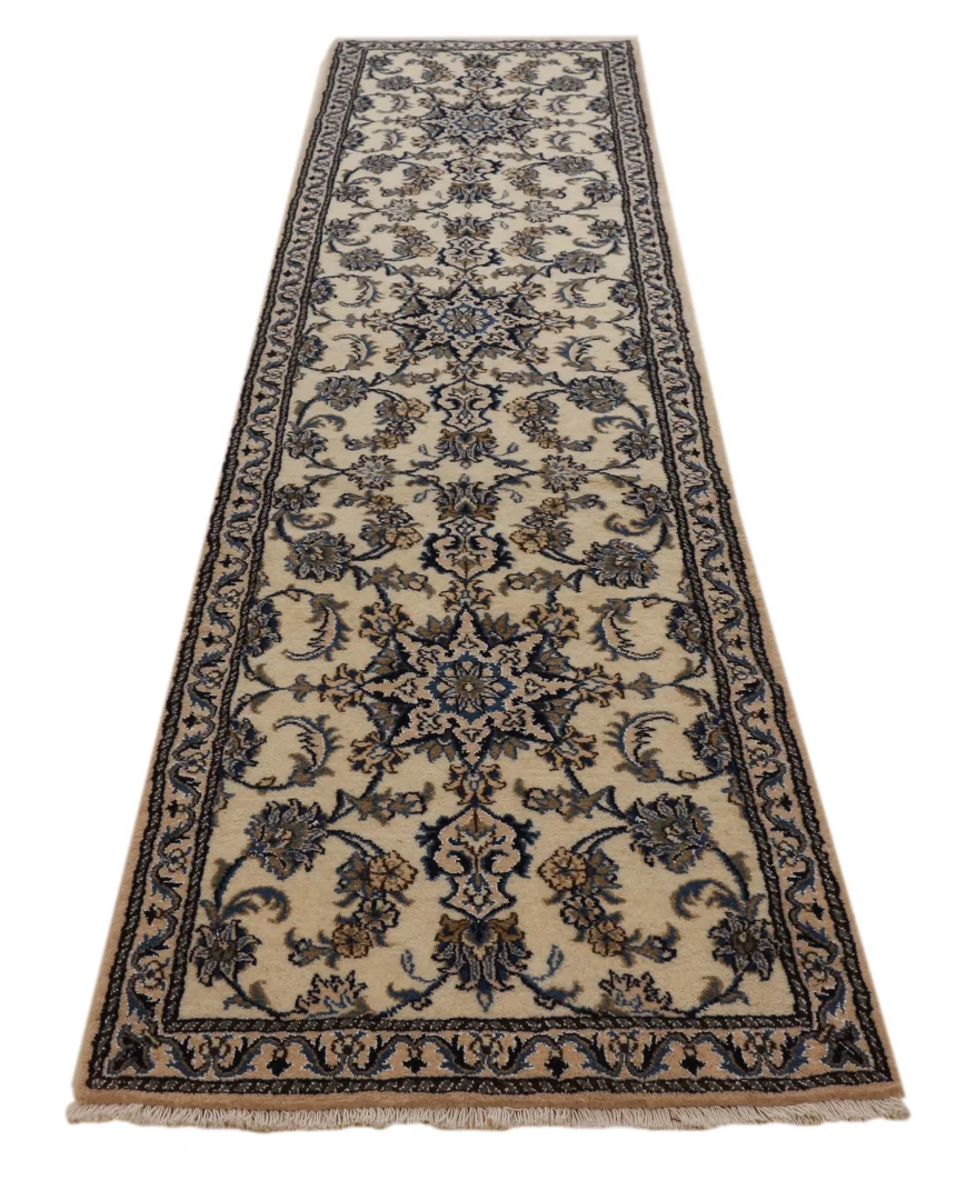 Nain Teppich 304 x 77 cm, 9-Lah, florales Design, handgeknüpft