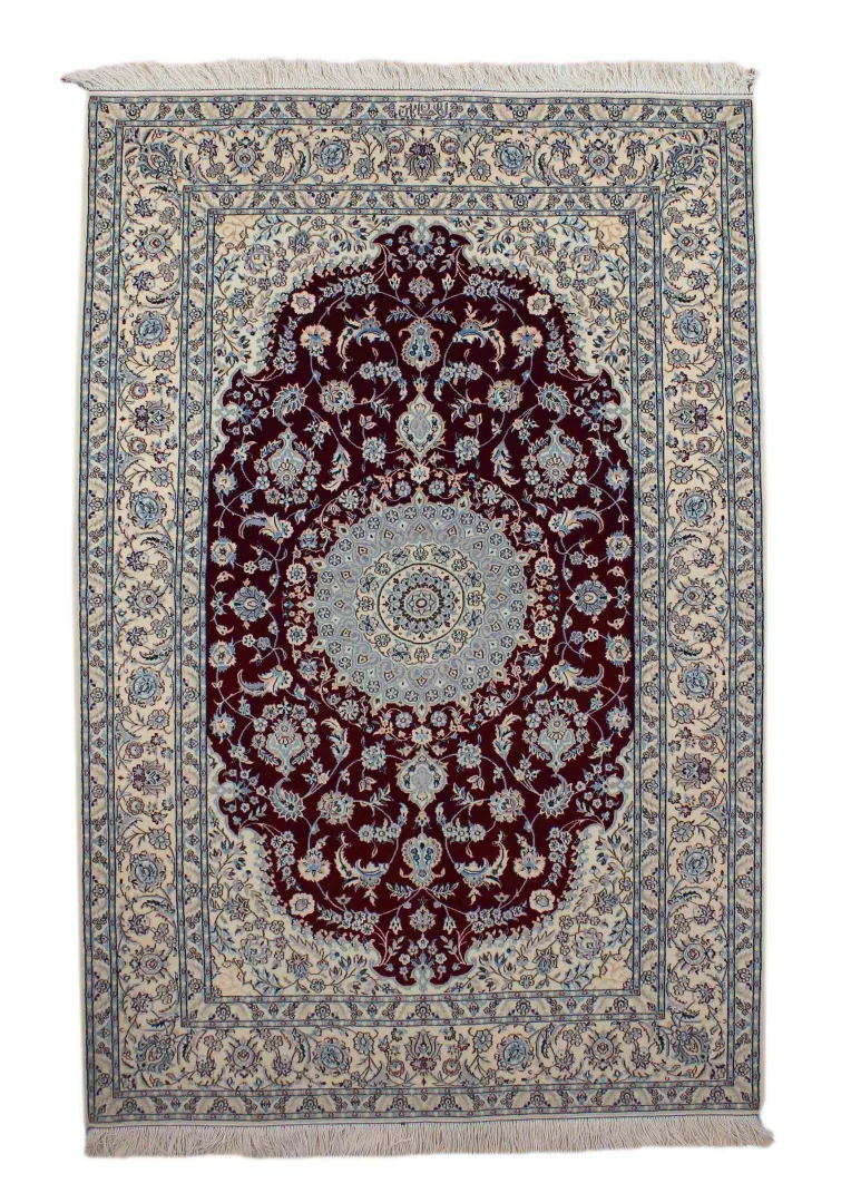 Orientteppich Nain 6La 200 x 131 cm mit floralen Mustern, handgeknüpft
