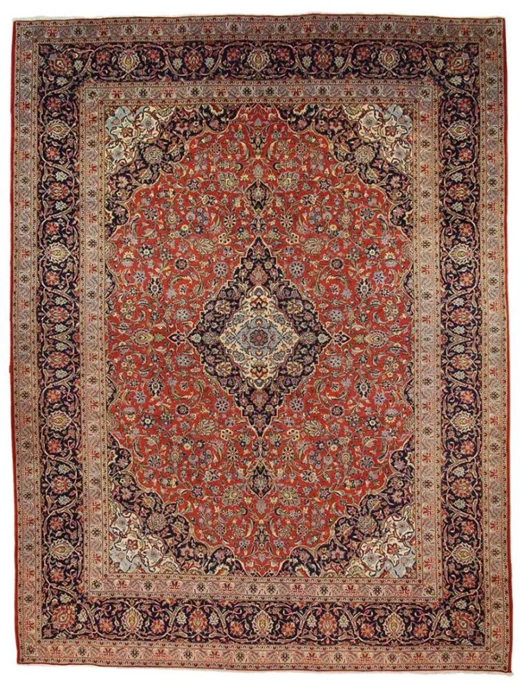 Keshan Orientteppich 396 x 308 cm, 100000 Knoten, handgeknüpft