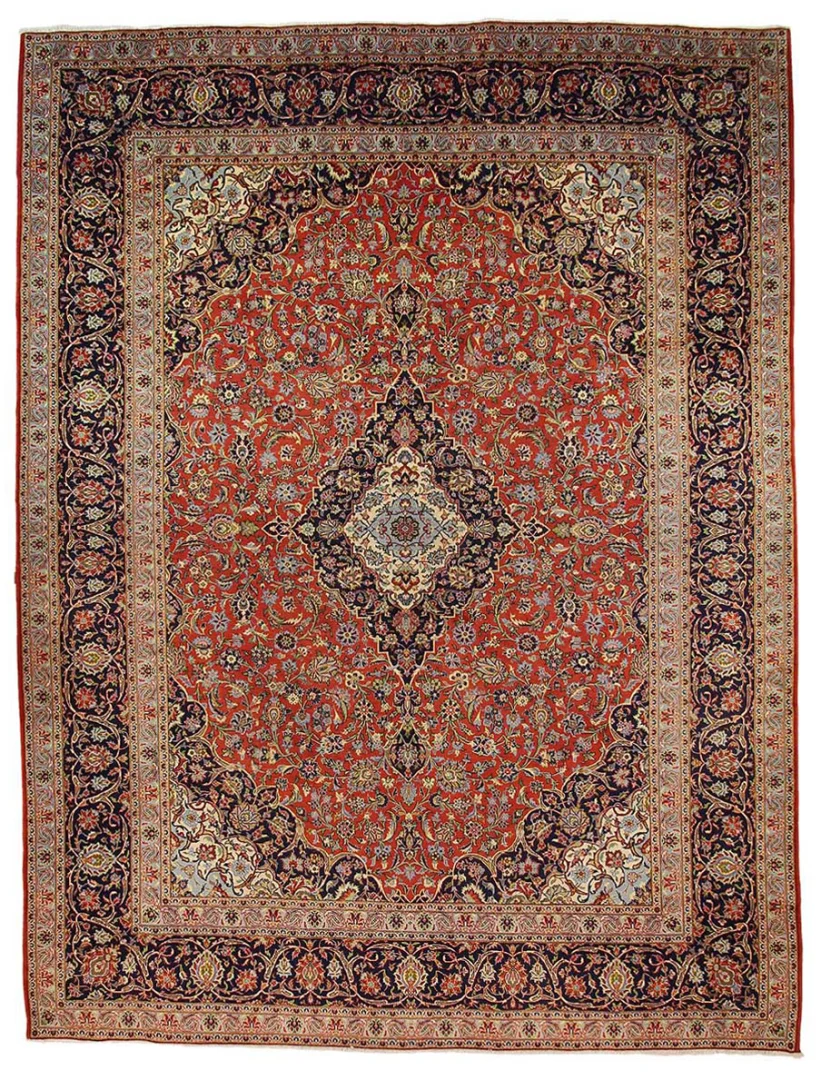 Keshan Orientteppich 396 x 308 cm, 100.000 Knoten, handgeknüpft