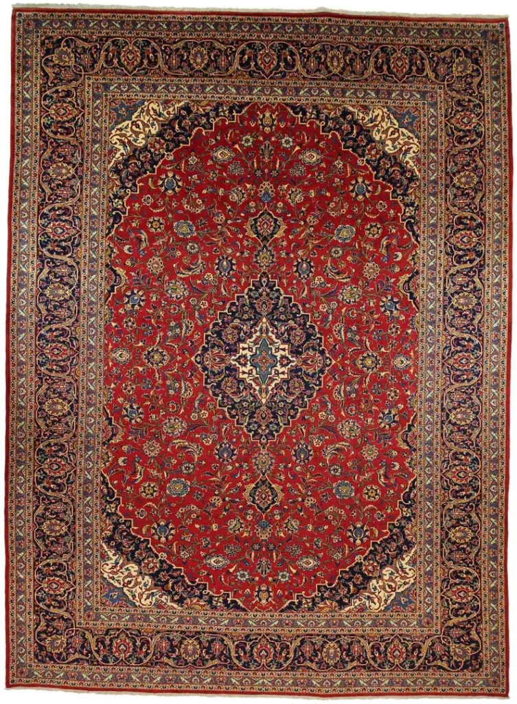 Orientteppich Keshan 412 x 301 cm, 100000 Knoten, handgeknüpft