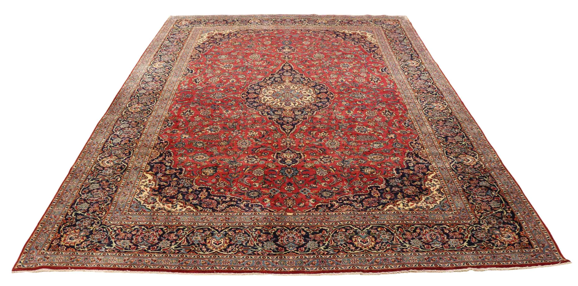 Keshan Orientteppich 427 x 303 cm, 300.000 Knoten, handgeknüpft