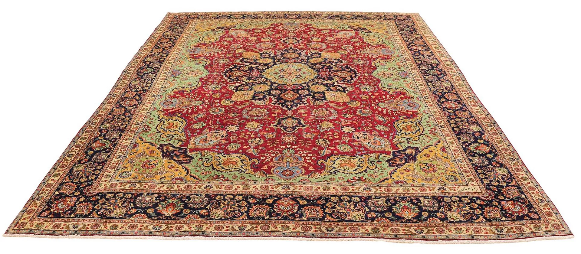 Täbris Teppich 394 x 304 cm, 40-Raj, Wolle & Seide, handgeknüpft