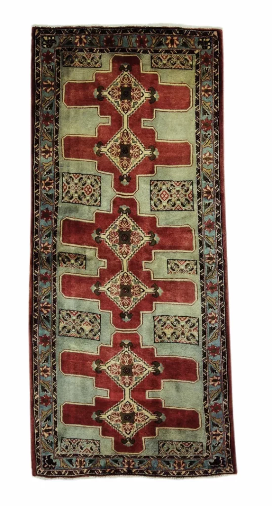 Orientteppich Senneh 222 x 103 cm, Rauten-Medaillon, handgeknüpft