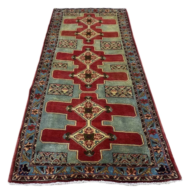 Orientteppich Senneh 222 x 103 cm, Rauten-Medaillon, handgeknüpft