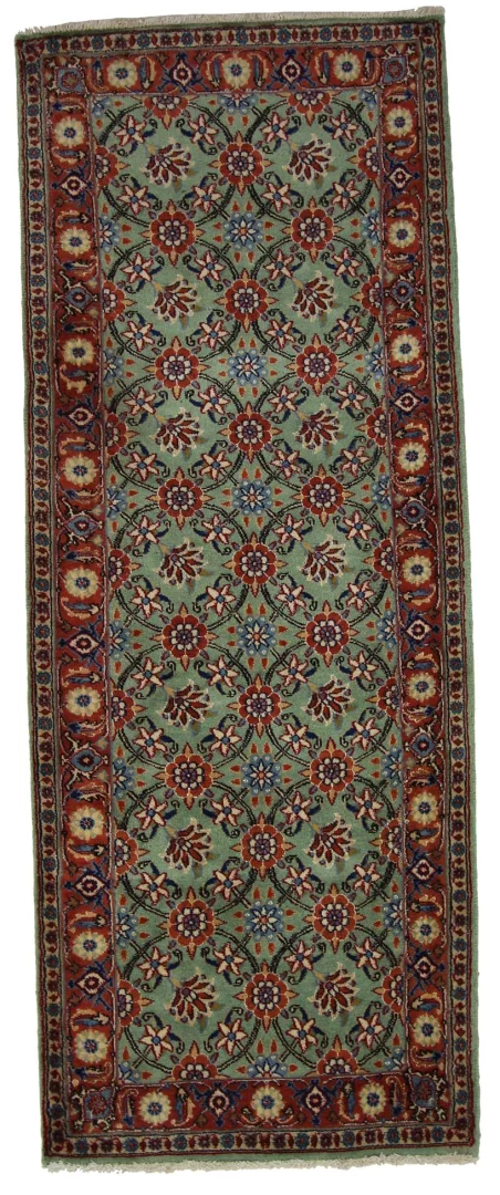 Mahal Orientteppich 202 x 79 cm, rot, florales Design, handgeknüpft