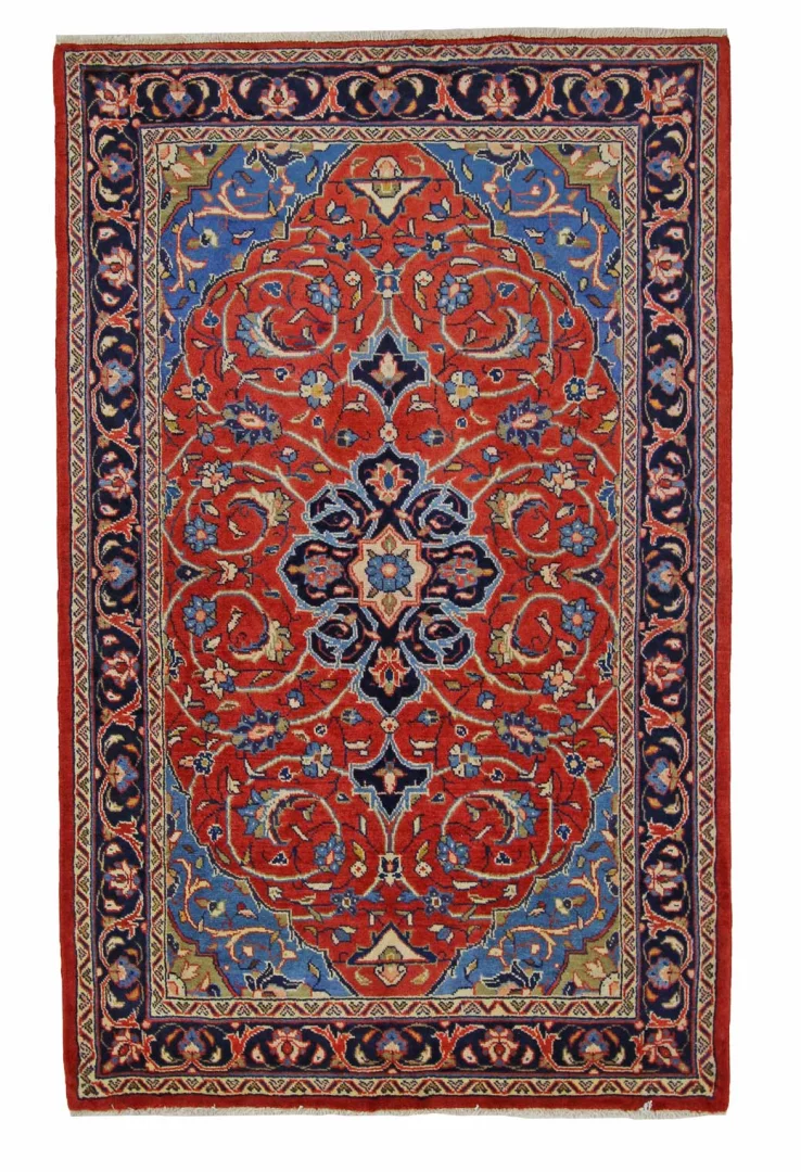 Orientteppich Mahal 212 x 134 cm, rot, 100-200.000 Knoten, handgeknüpft