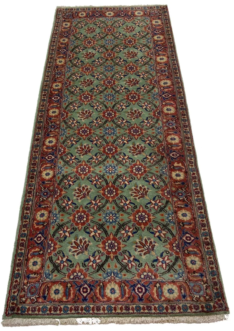 Mahal Orientteppich 202 x 79 cm, rot, florales Design, handgeknüpft