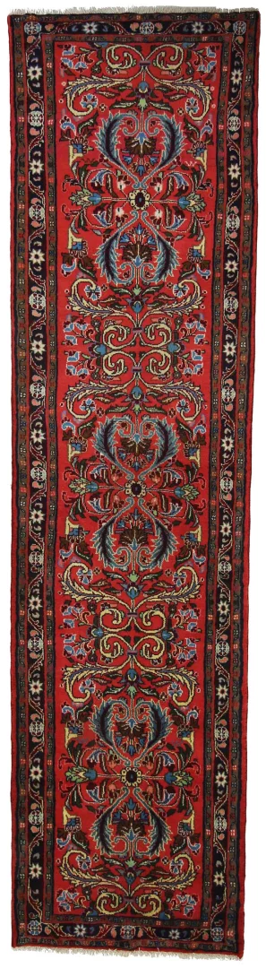 Orientteppich Mahal 322 x 82 cm, rote Rosen, handgeknüpft