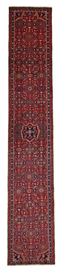 Orientteppich Mahal 402 x 71 cm, rot, florales Muster, handgeknüpft