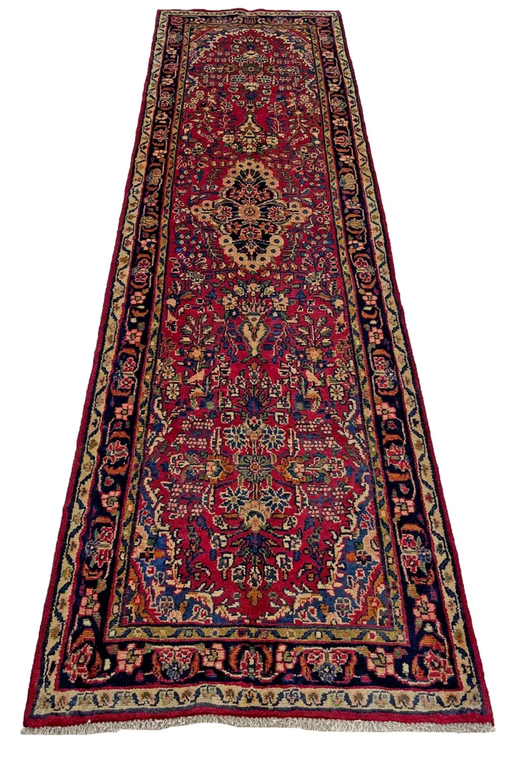 Mahal Orientteppich 313 x 86 cm, rot, handgeknüpft, 350.000 Knoten/m²