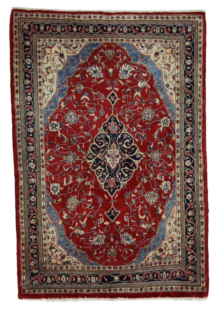Sarough Teppich 156 x 106 cm, florales Design, 200.000 Knoten, handgeknüpft