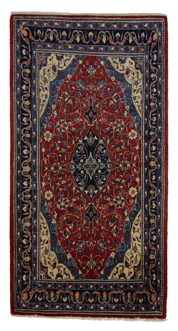 (Verkauft) Orientteppich Sarough 191 x 101 cm, florales Design, handgeknüpft