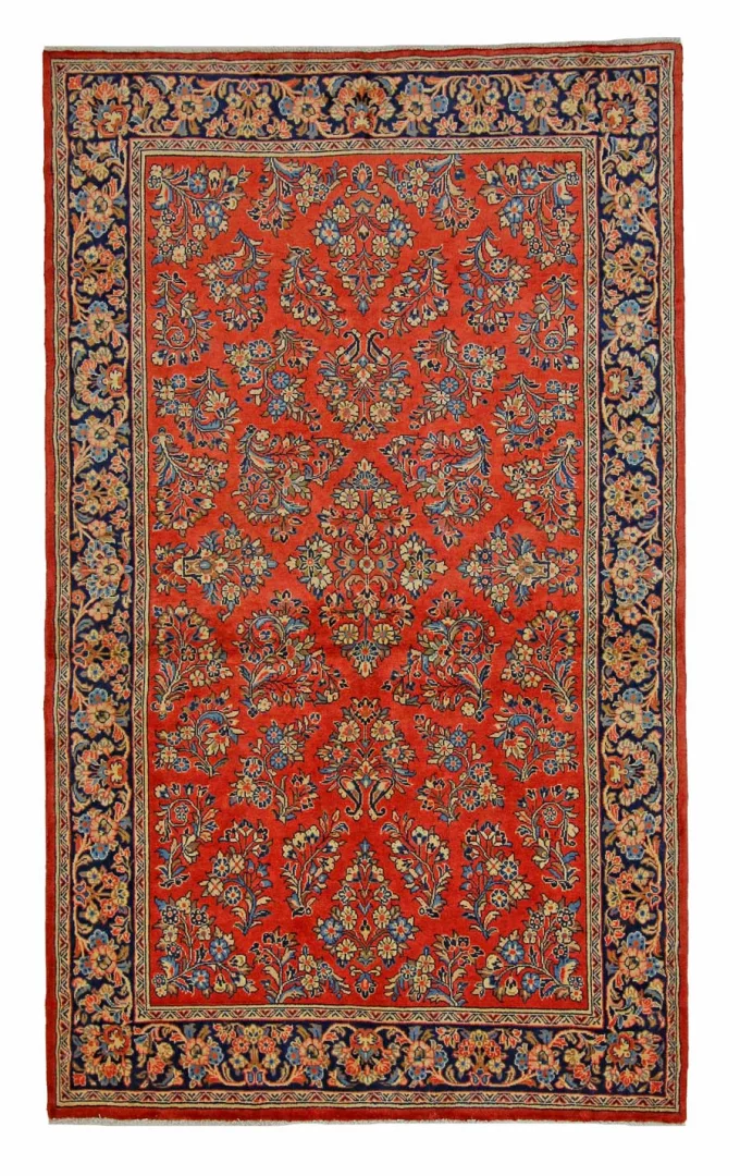 Sarough Teppich 226 x 136 cm, florales Design, handgeknüpft