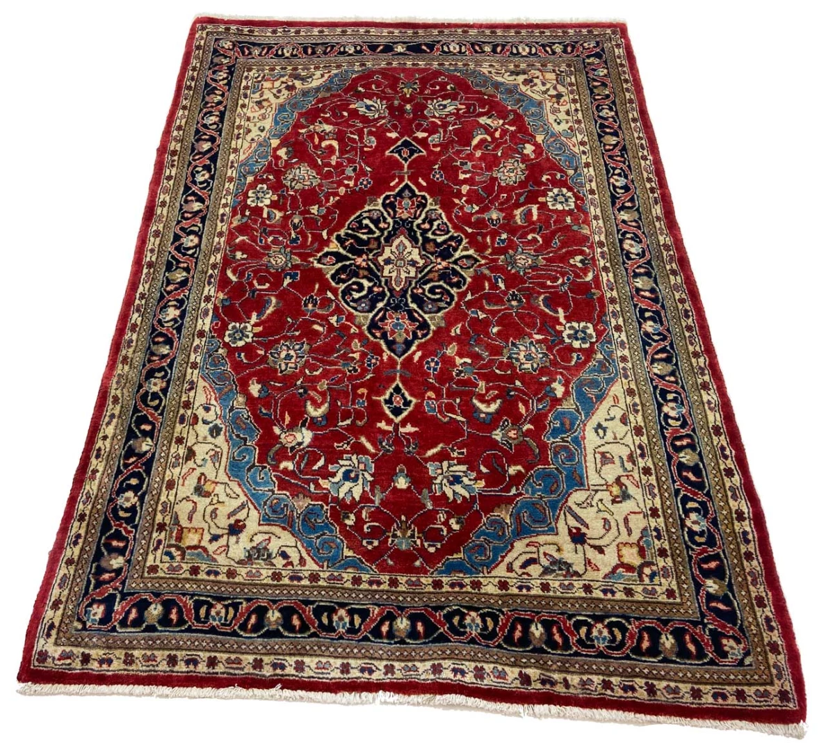 Sarough Teppich 156 x 106 cm, florales Design, 200.000 Knoten, handgeknüpft