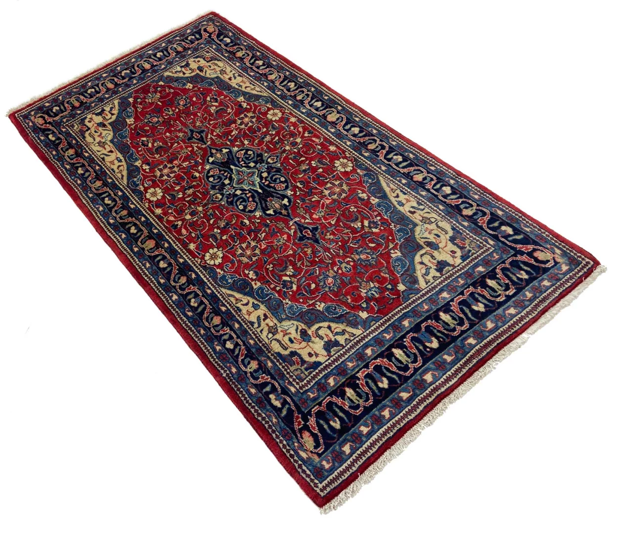 (Verkauft) Orientteppich Sarough 191 x 101 cm, florales Design, handgeknüpft