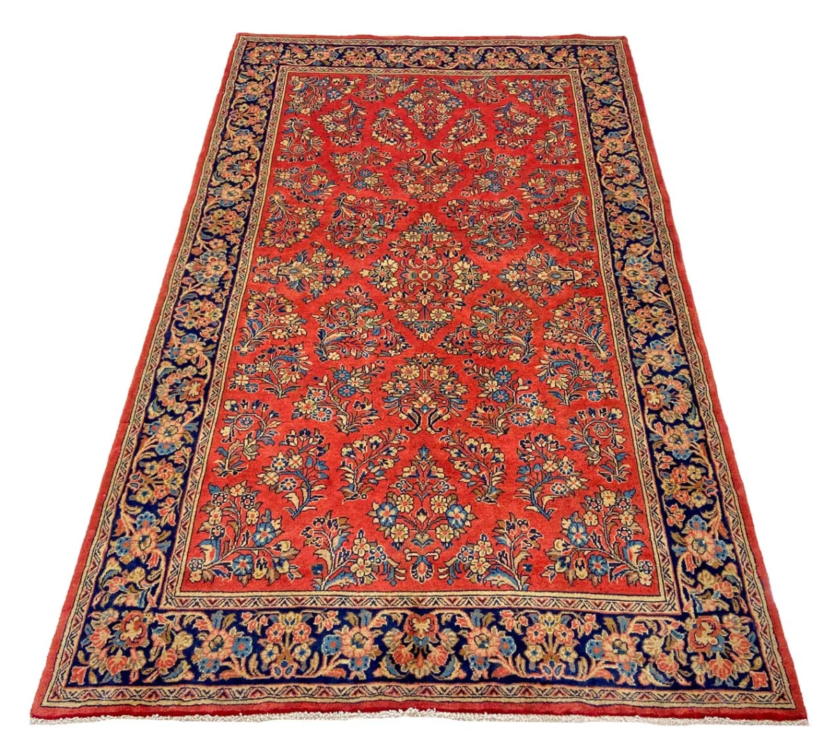 Sarough Teppich 226 x 136 cm, florales Design, handgeknüpft