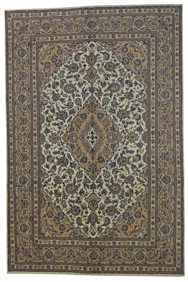 Maschhad Teppich 292 x 194 cm, florales Muster, handgeknüpft