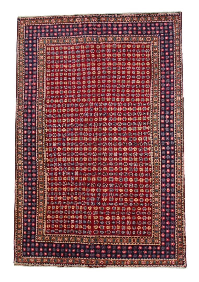 Maschhad Teppich 292 x 196 cm, floral, 250.000 Knoten, handgeknüpft