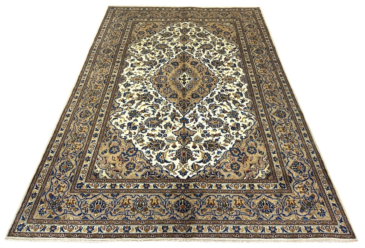 Maschhad Teppich 292 x 194 cm, florales Muster, handgeknüpft