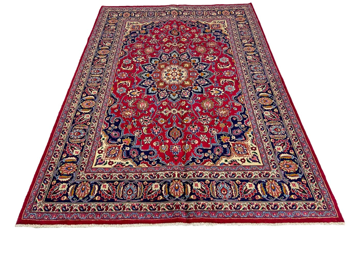 Maschhad Teppich 292 x 199 cm, florales Muster, 250.000 Knoten, handgeknüpft