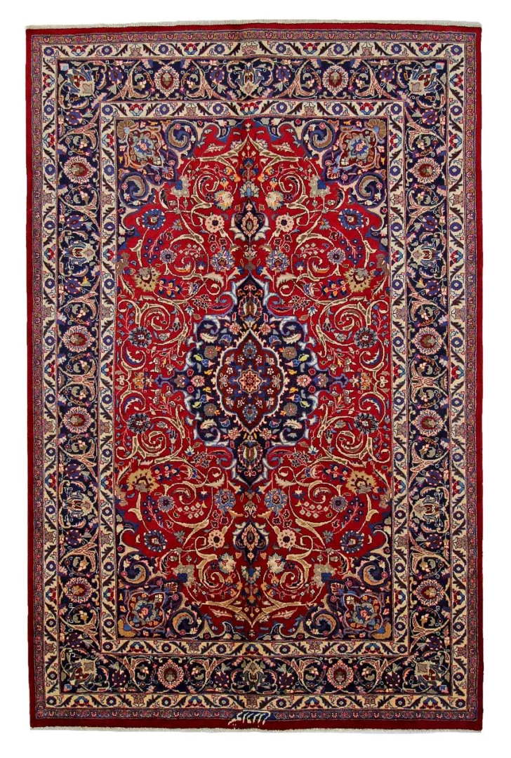 Maschhad Orientteppich 302 x 196 cm, florales Muster, handgeknüpft