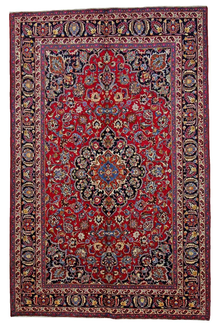 Maschhad Teppich 310 x 201 cm, klassisch rot, handgeknüpft
